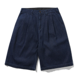 Pleated Shorts, Herringbone Denim