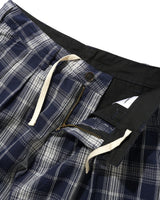 Pleated Shorts, Navy Plaid