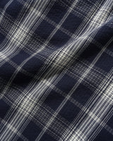 Pleated Shorts, Navy Plaid
