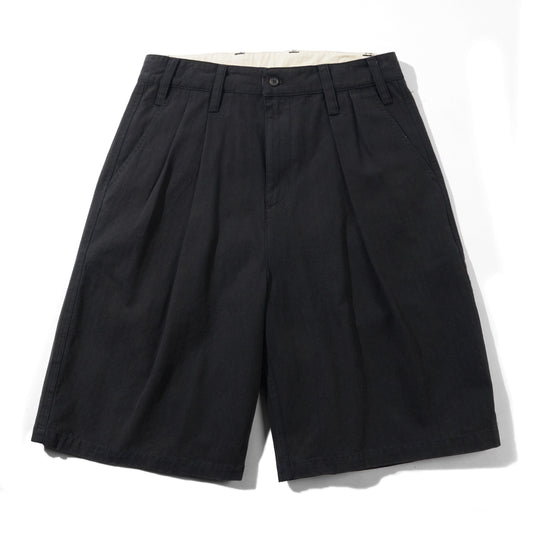 Pleated Shorts, Washed Black