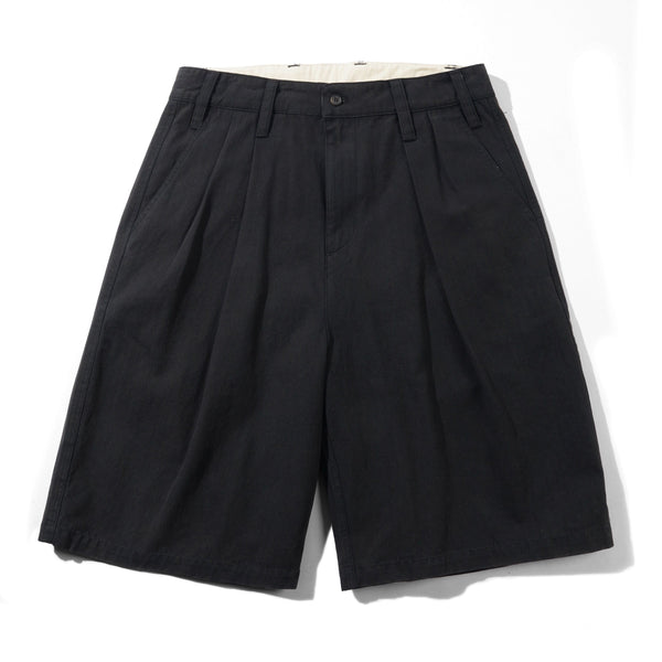 Butter Goods Pleated Shorts, Washed Black
