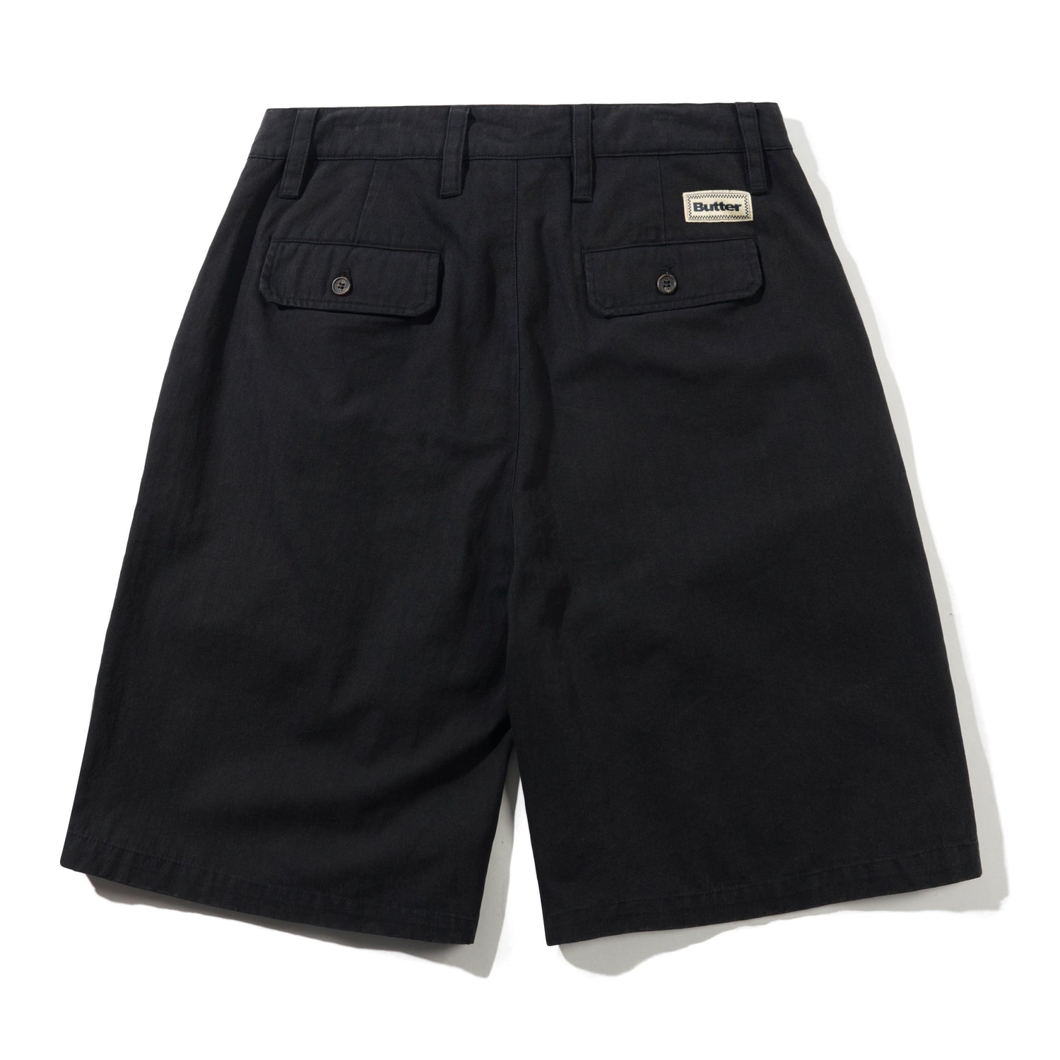 Pleated Shorts, Washed Black
