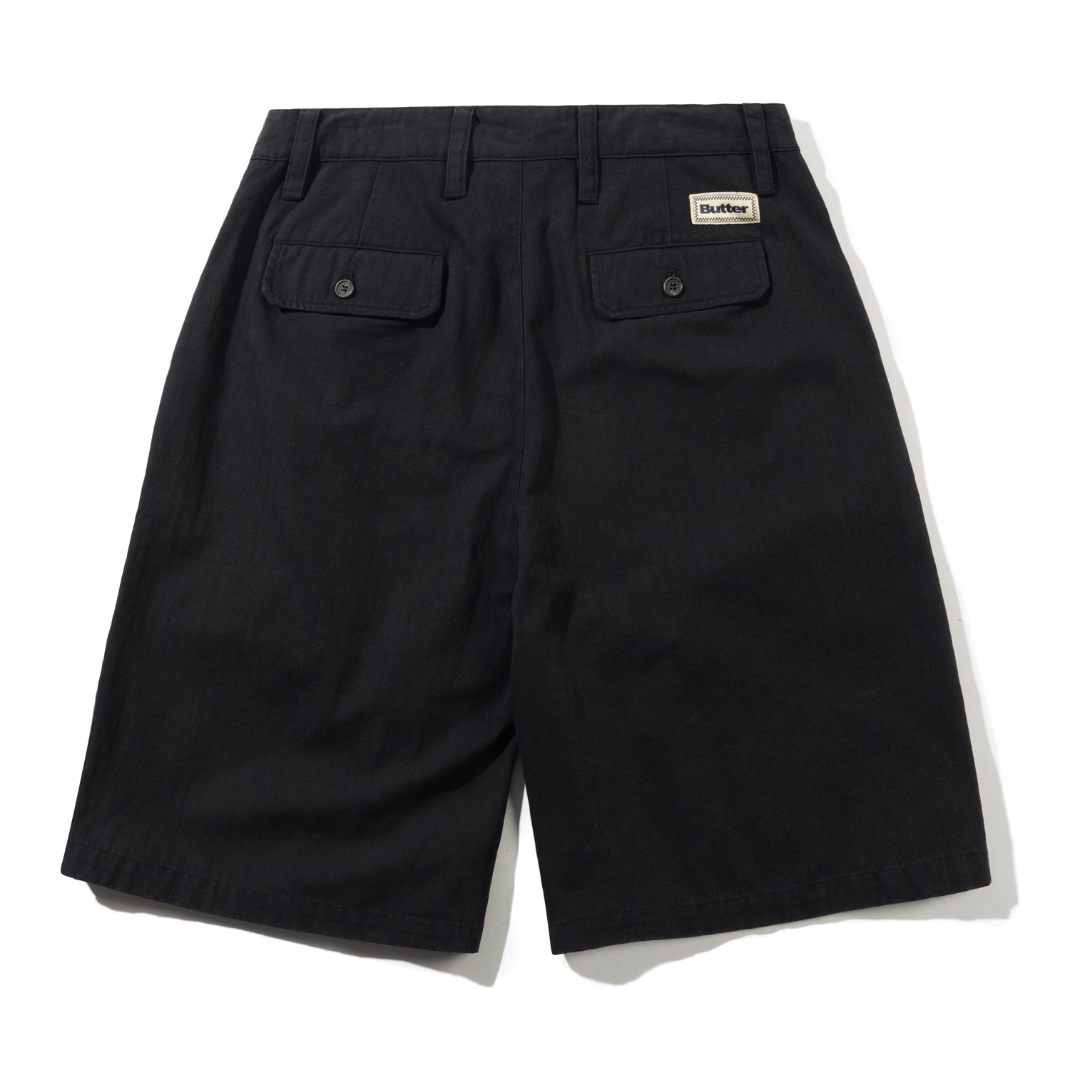 Pleated Shorts, Washed Black