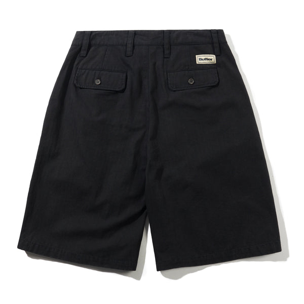 Butter Goods Pleated Shorts, Washed Black