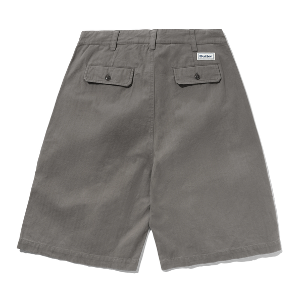 Butter Goods Pleated Shorts, Washed Charcoal