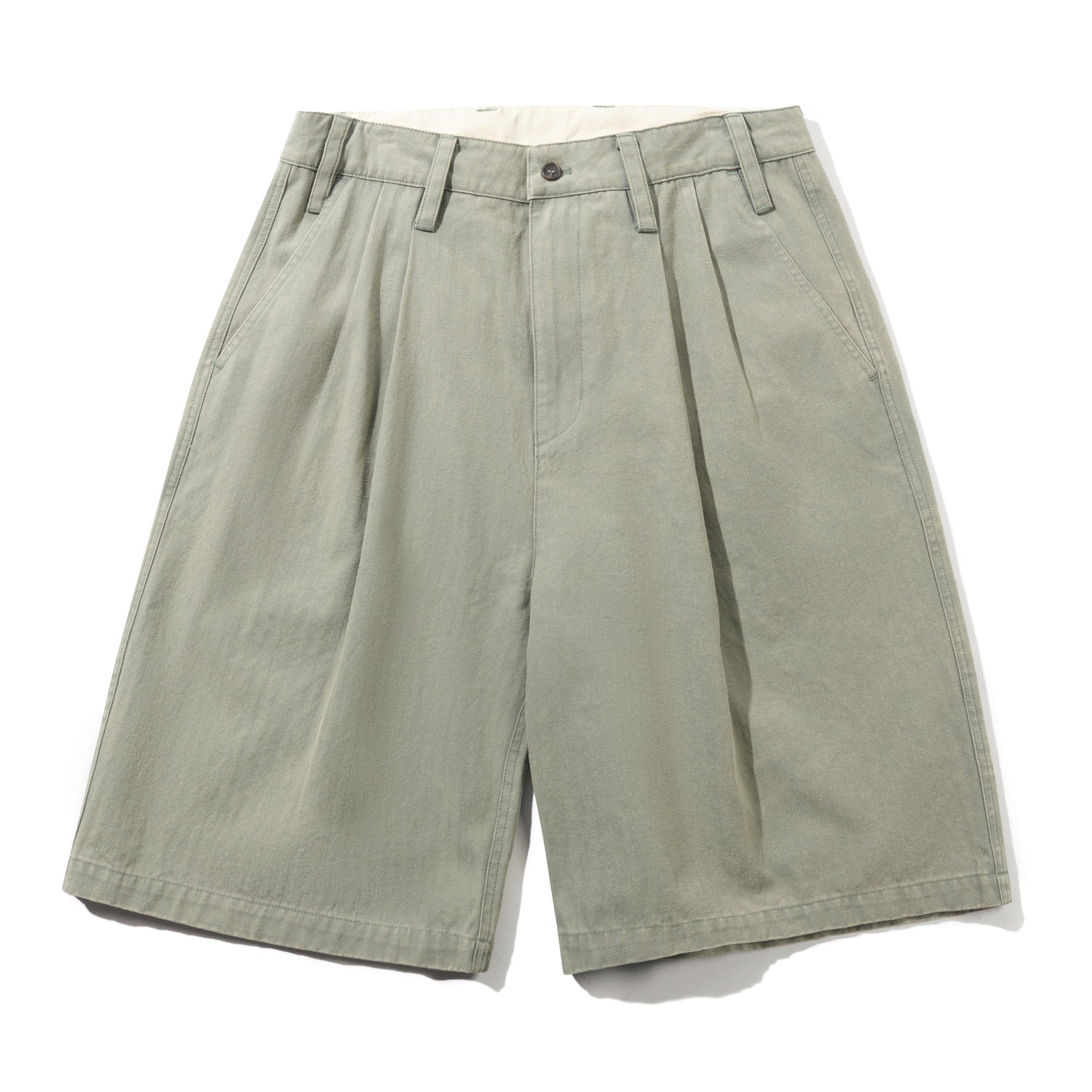 Pleated Shorts, Washed Fatigue