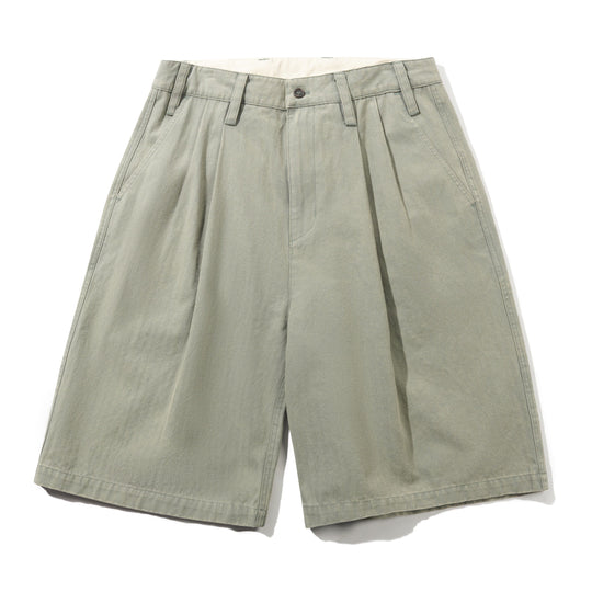 Pleated Shorts, Washed Fatigue