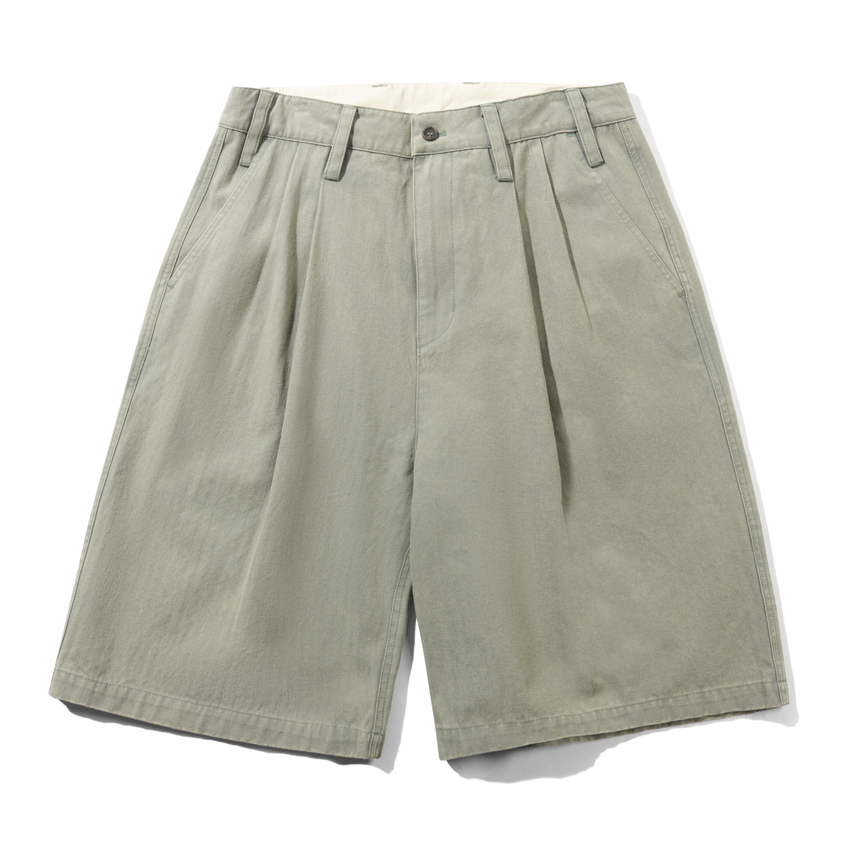 Pleated Shorts, Washed Fatigue