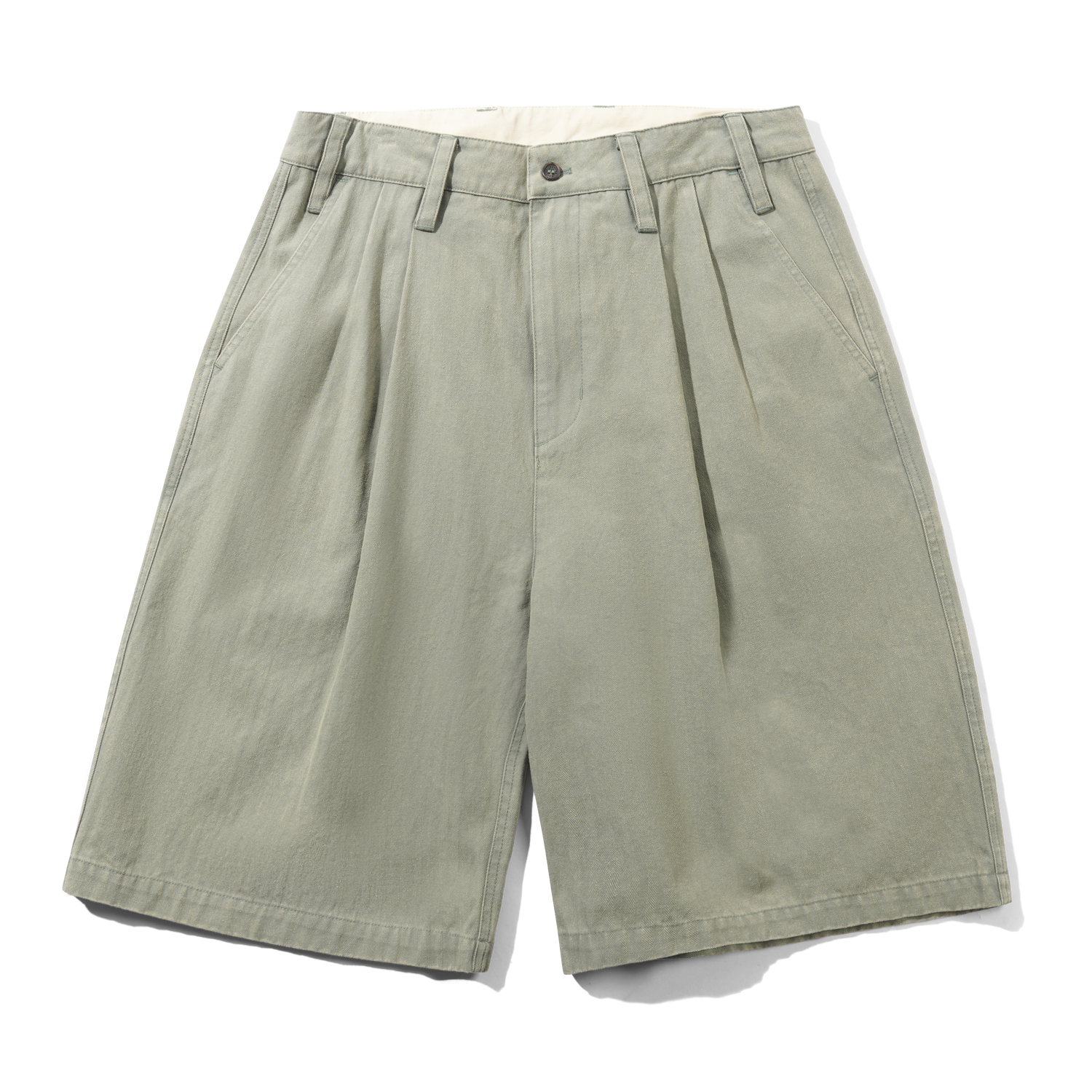 Pleated Shorts, Washed Fatigue