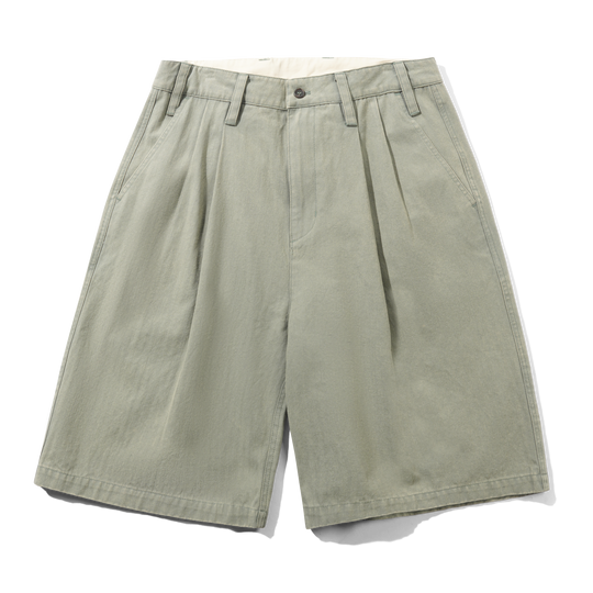 Pleated Shorts, Washed Fatigue