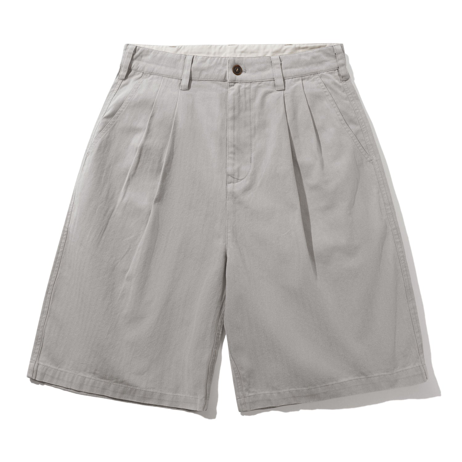 Pleated Shorts, Washed Light Grey