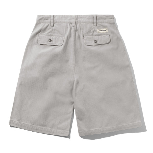 Butter Goods Pleated Shorts, Washed Light Grey