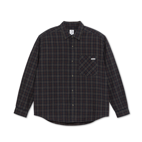Polar Skate Co. Mitchell L/S Flannel Shirt, Navy / Brown