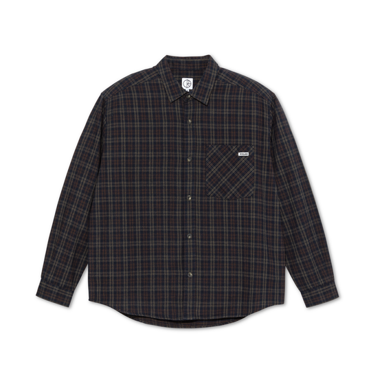 Mitchell L/S Flannel Shirt, Navy / Brown