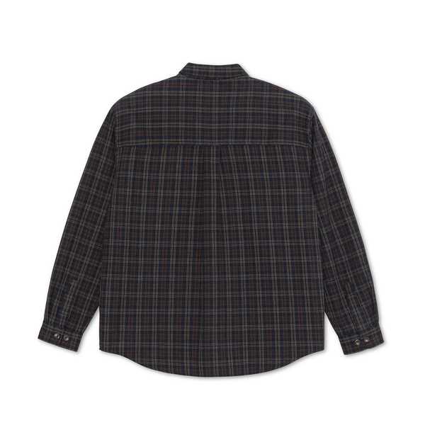 Polar Skate Co. Mitchell L/S Flannel Shirt, Navy / Brown