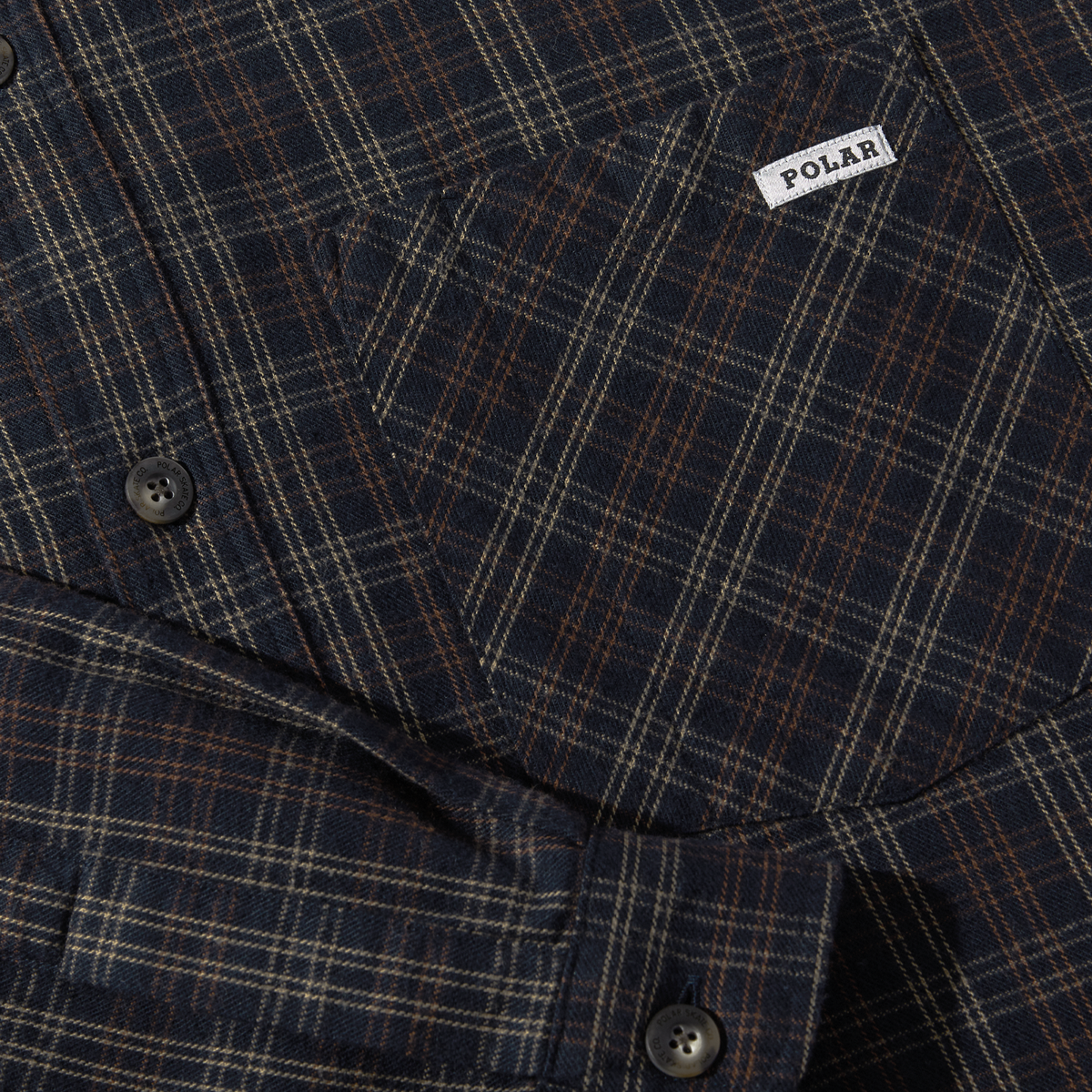 Mitchell L/S Flannel Shirt, Navy / Brown
