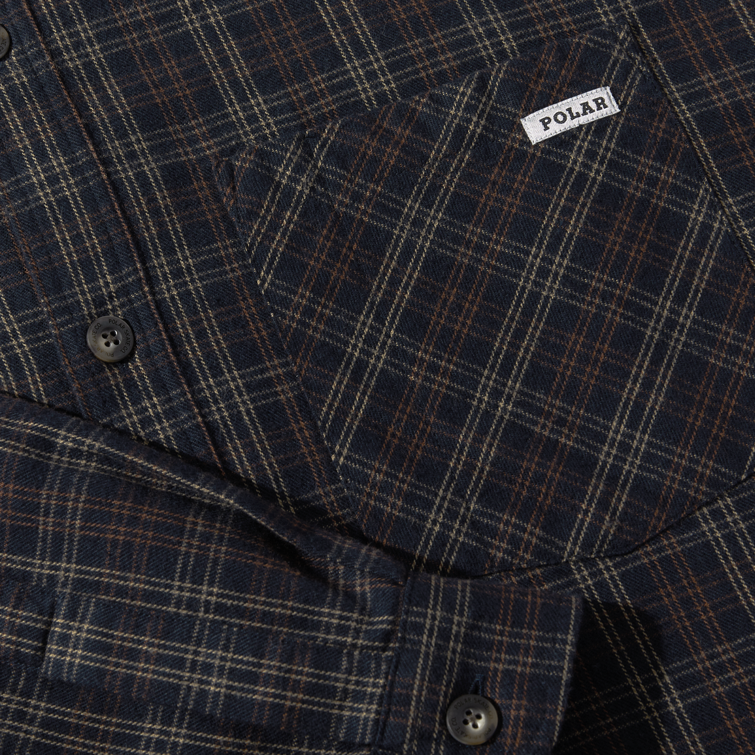 Mitchell L/S Flannel Shirt, Navy / Brown