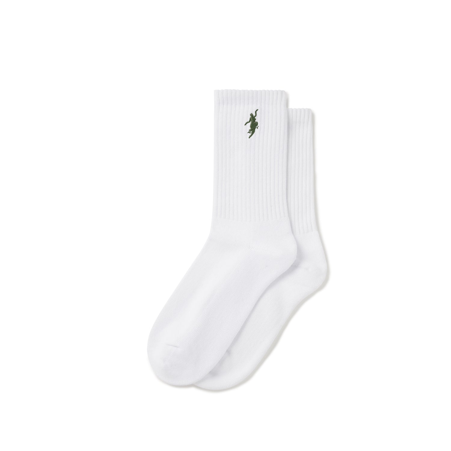 No Comply Rib Socks, White / Army Green