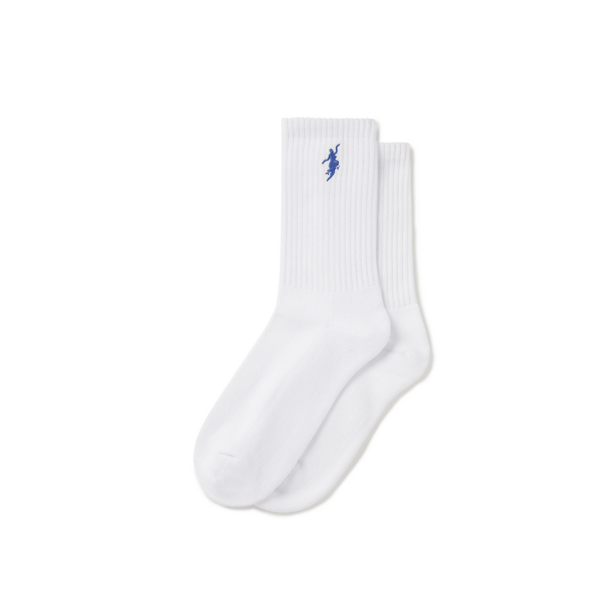 No Comply Rib Socks, White / Blue