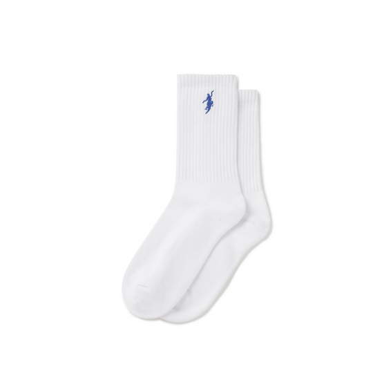 No Comply Rib Socks, White / Blue