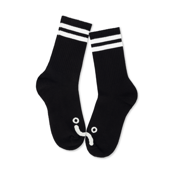 Polar Skate Co. Rib Happy Sad Socks, Black