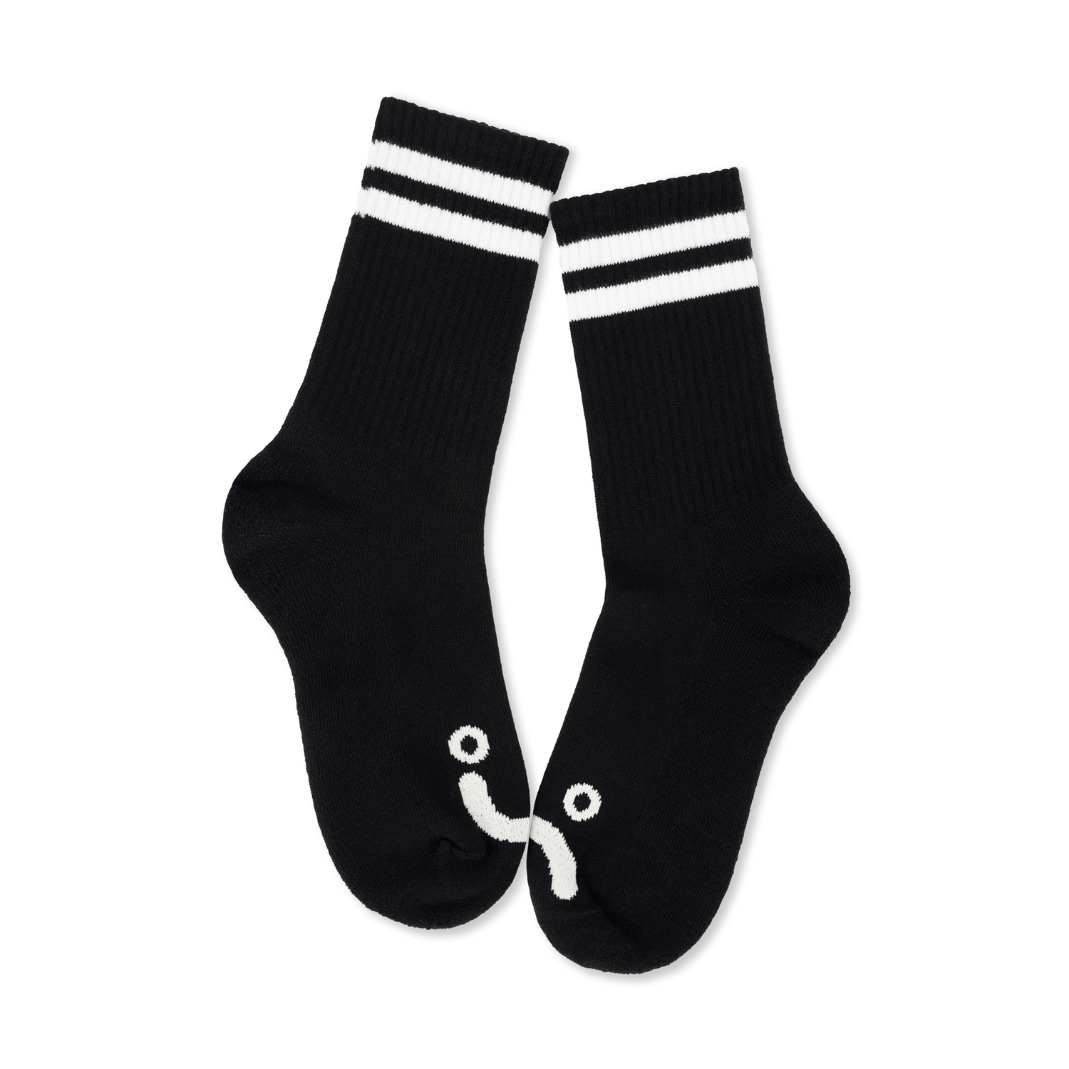 Rib Happy Sad Socks, Black