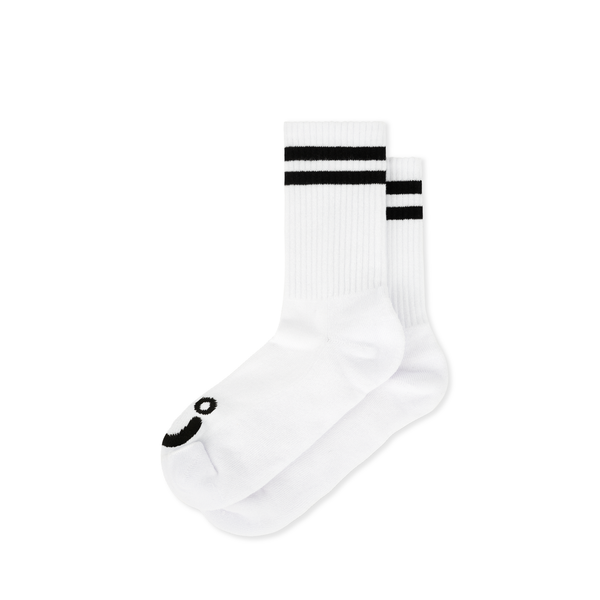 Polar Skate Co. Rib Happy Sad Socks, White