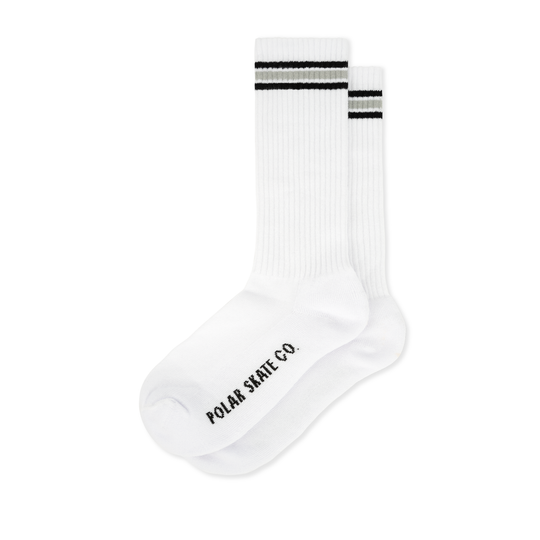 Rib Stripe Socks, White / Black / Sage
