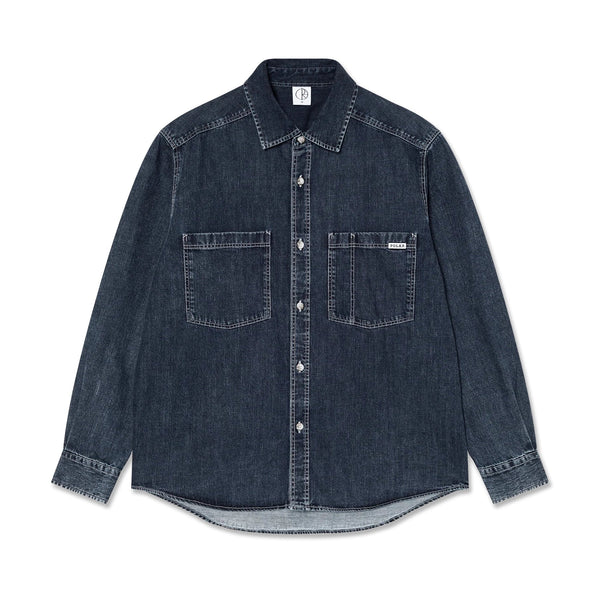 Polar Skate Co. Mike long Sleeve Shirt Denim, Washed Blue