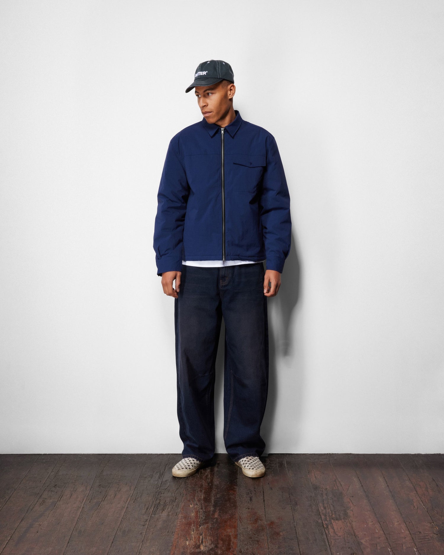 Wide Cut Denim Jeans, Tinted Dark Indigo