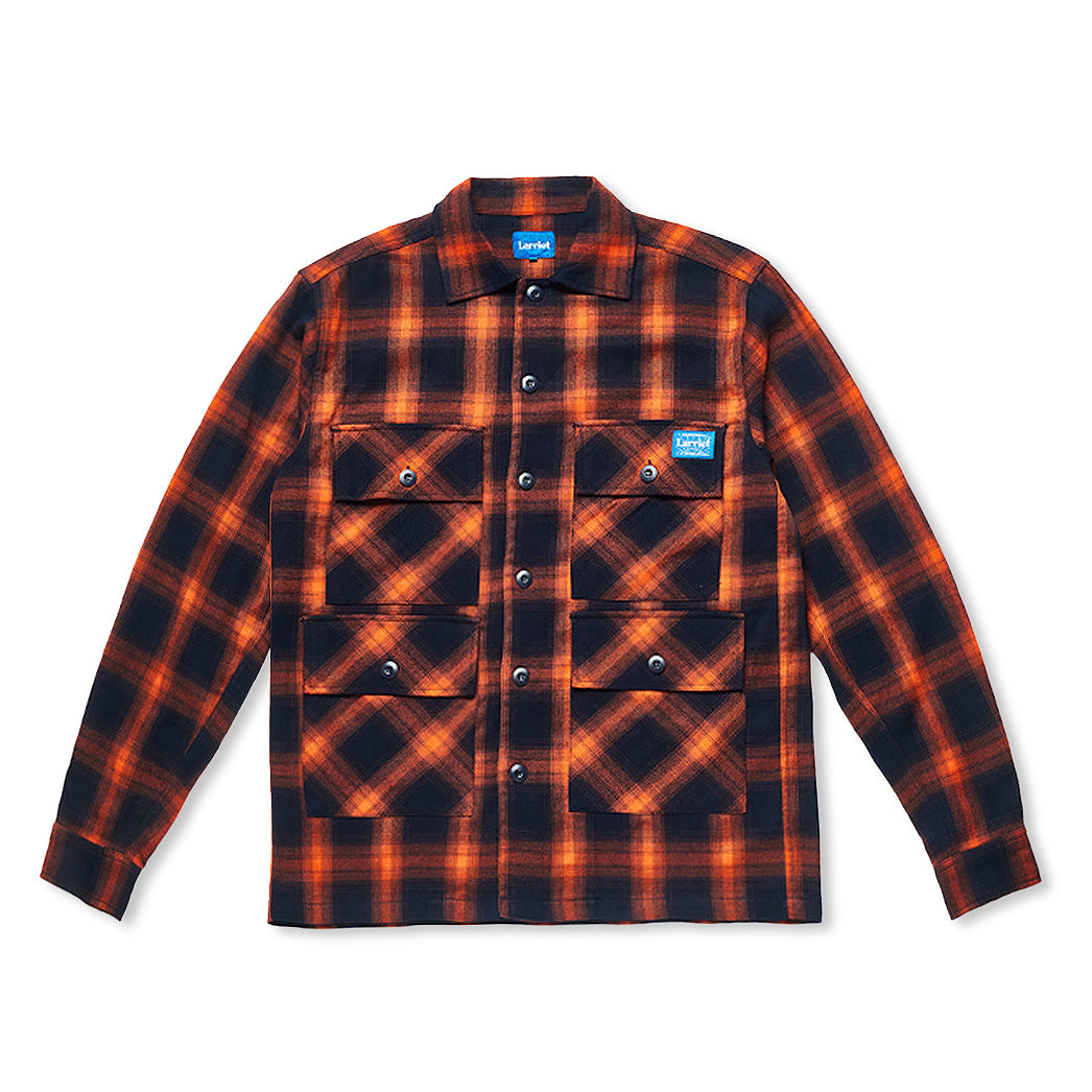 Check Fields Shirt, Navy Orange