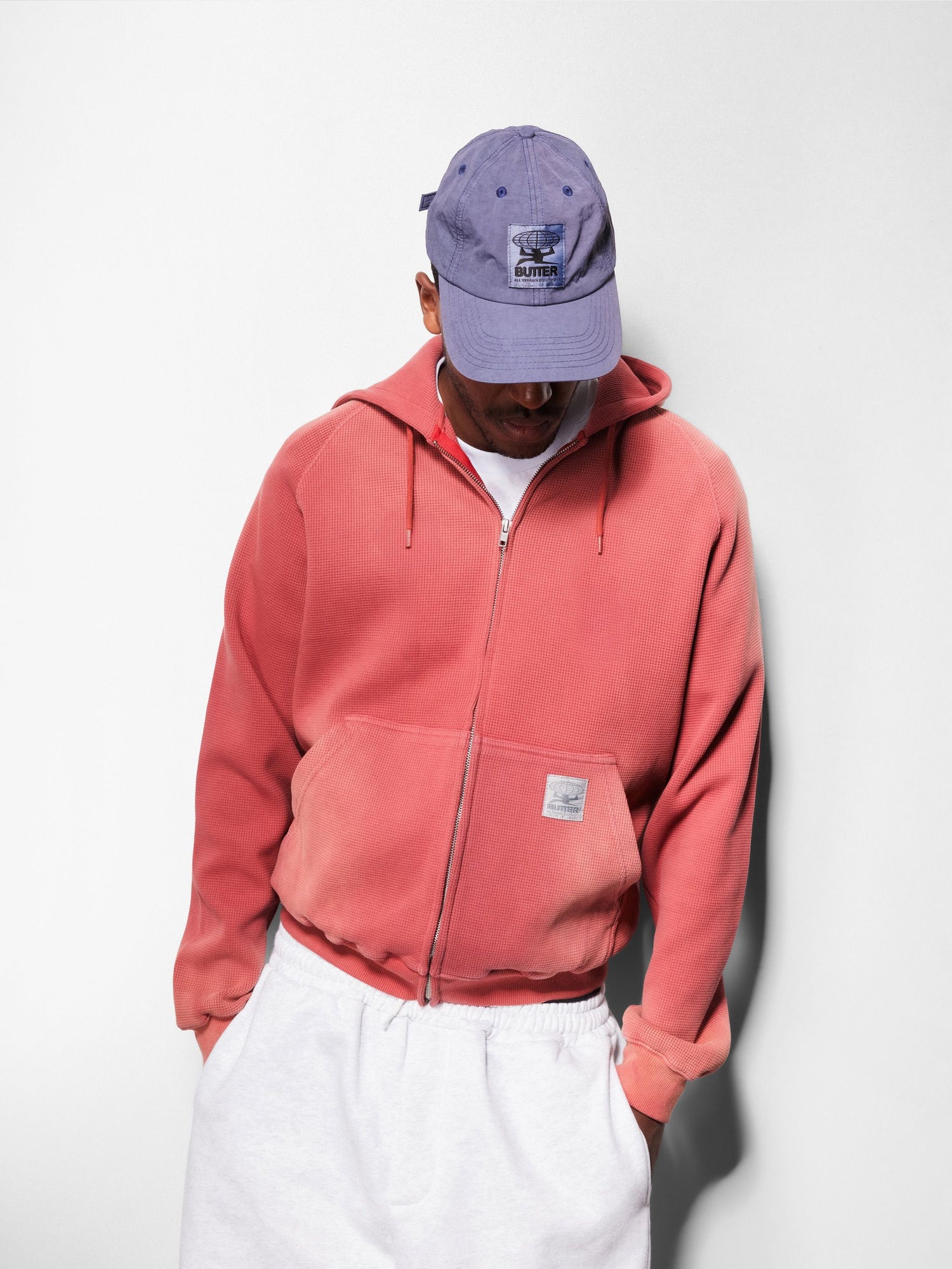 Faded Waffle Zip-Thru Hood, Washed Sage