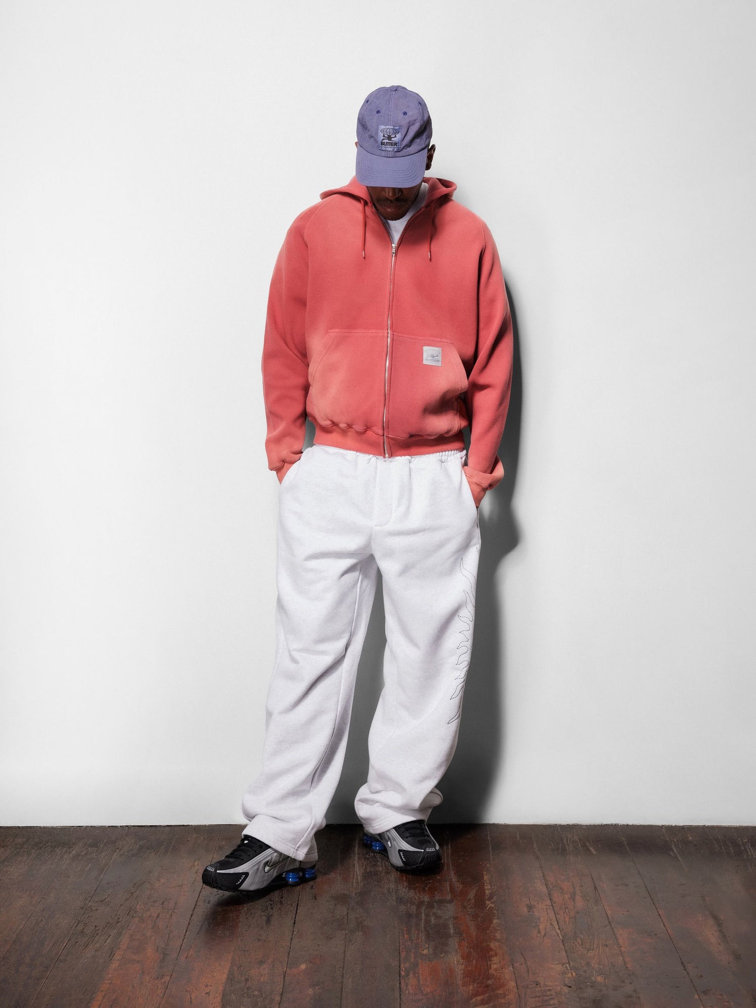 Faded Waffle Zip-Thru Hood, Washed Sage