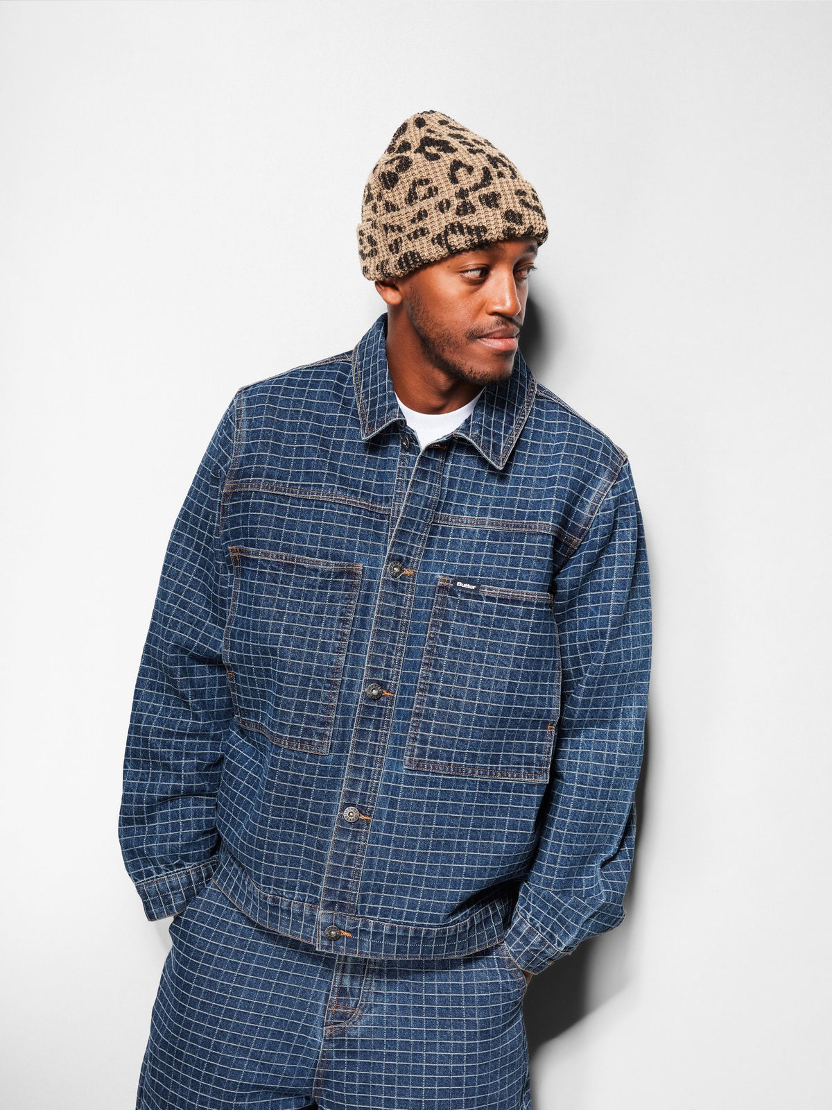 Grid Denim Jacket, Overdye Black
