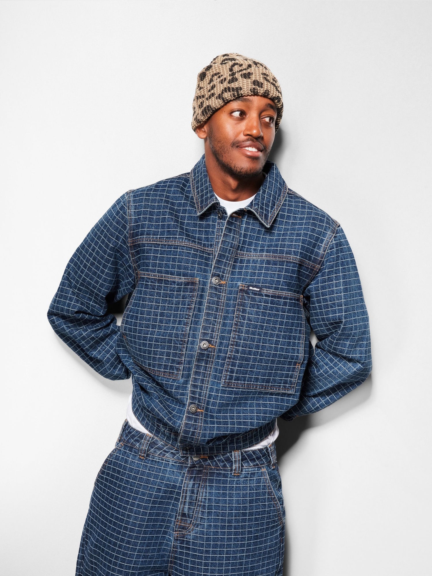 Grid Denim Jacket, Indigo