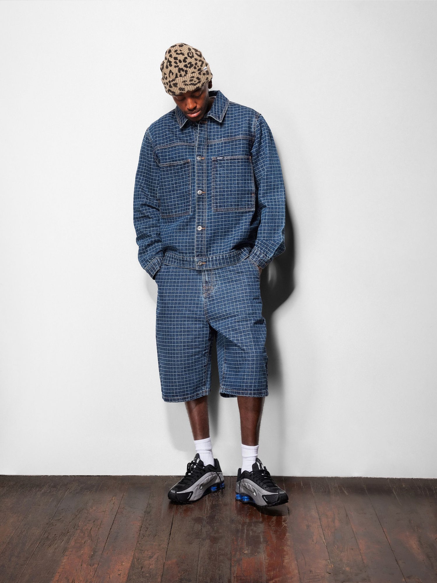 Grid Denim Jacket, Indigo