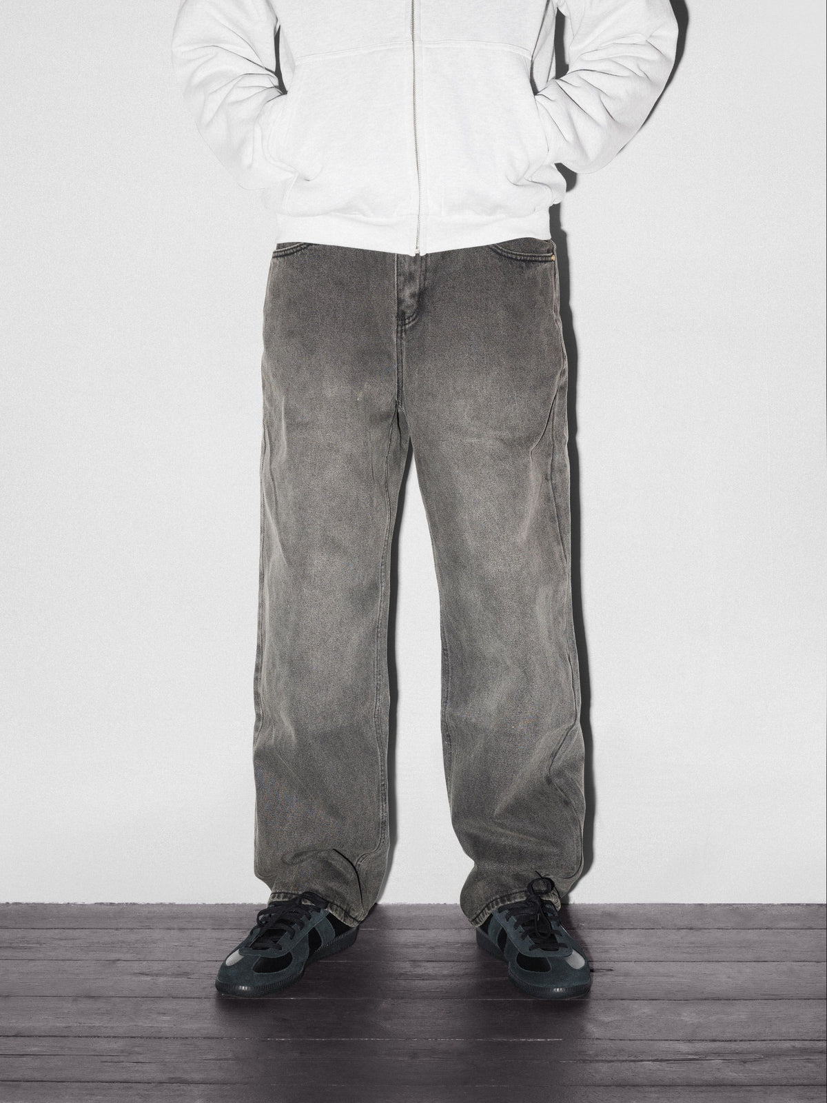 Relaxed Denim Jeans, Faded Black