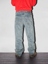 Relaxed Denim Jeans, Distressed Mid Blue