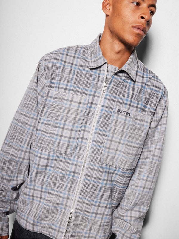 Butter Goods Herringbone Zip Jacket, Washed Plaid