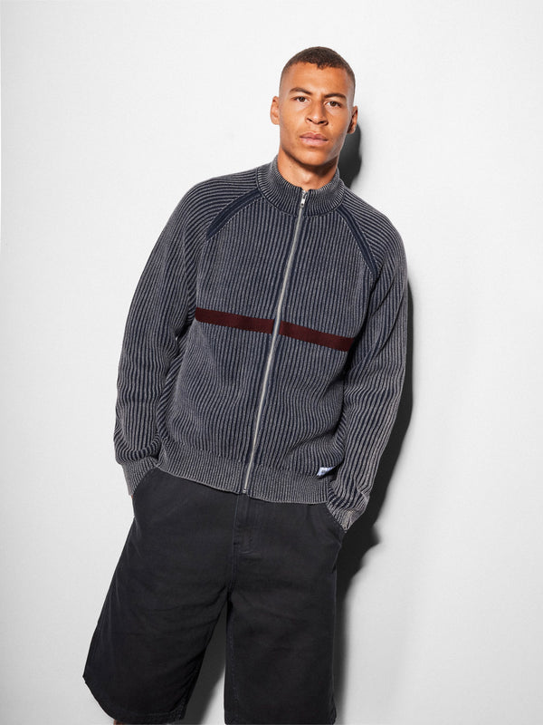 Butter Goods Bleach Zip-Thru Knit, Navy
