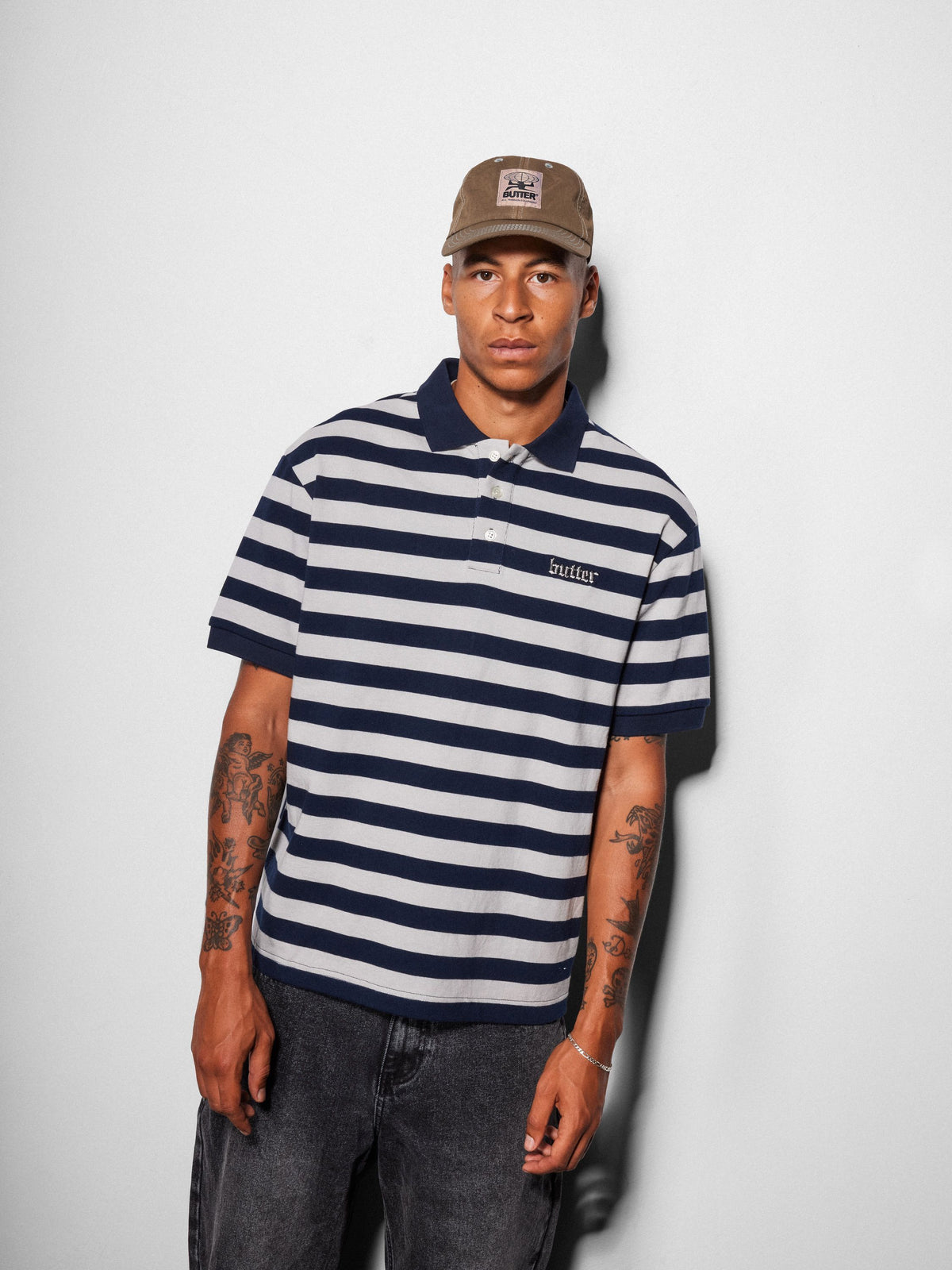 Striped Polo Shirt, Beige / Tan