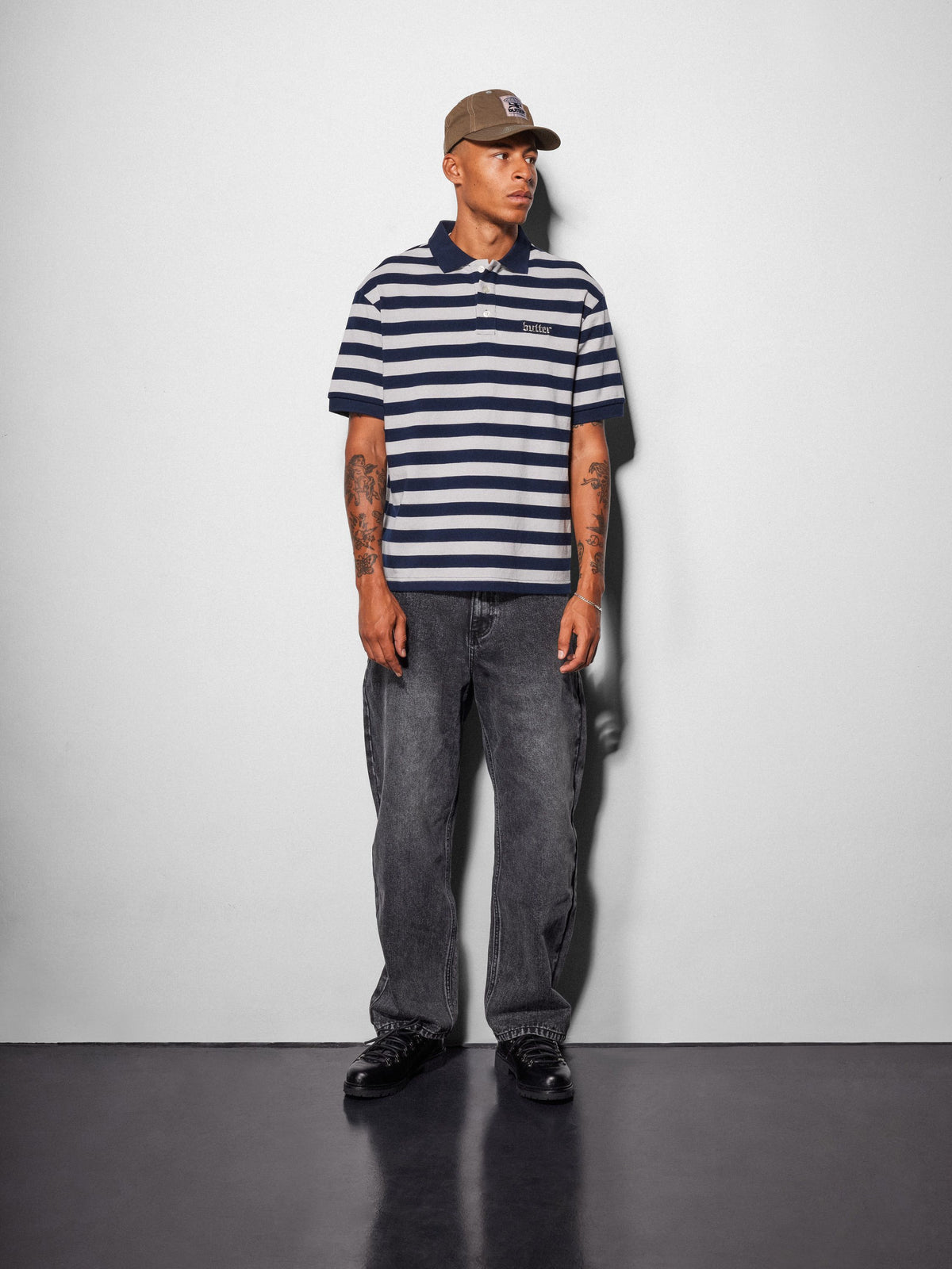 Striped Polo Shirt, Green / Brown