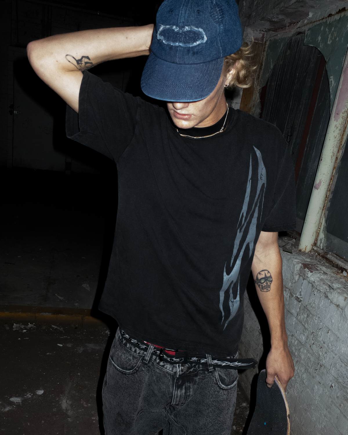 Applique Denim Cap, Blue