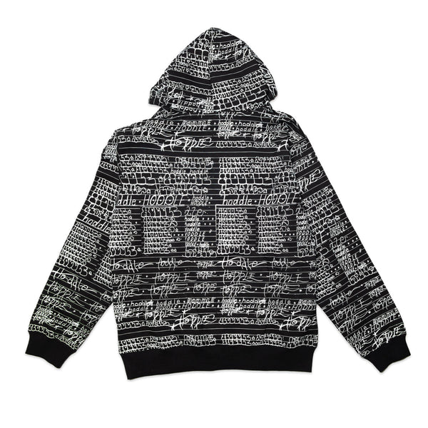 Hoddle Allover Chalkboard Logo Pullover, Black / White