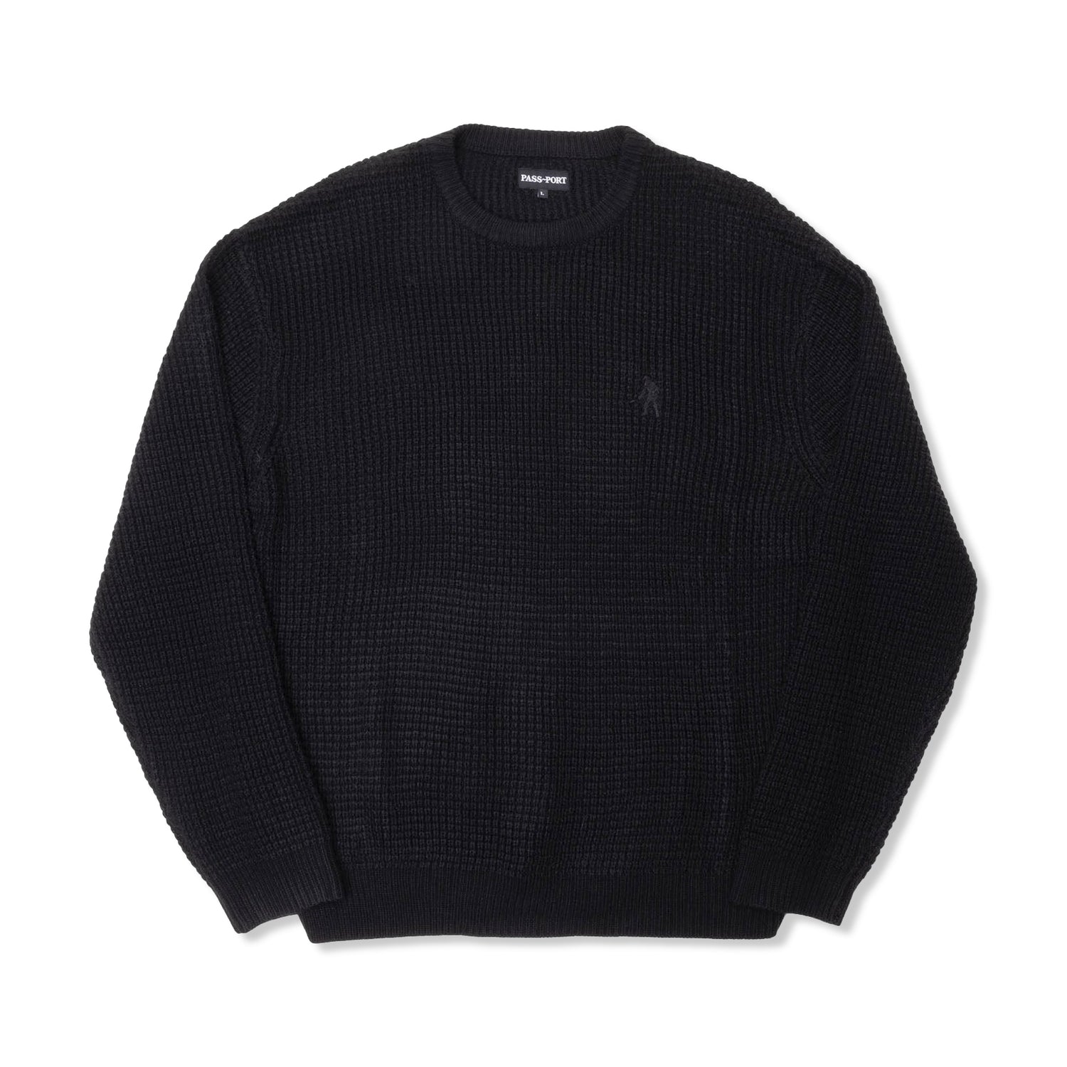 Organic Waffle Knit Sweater, Black