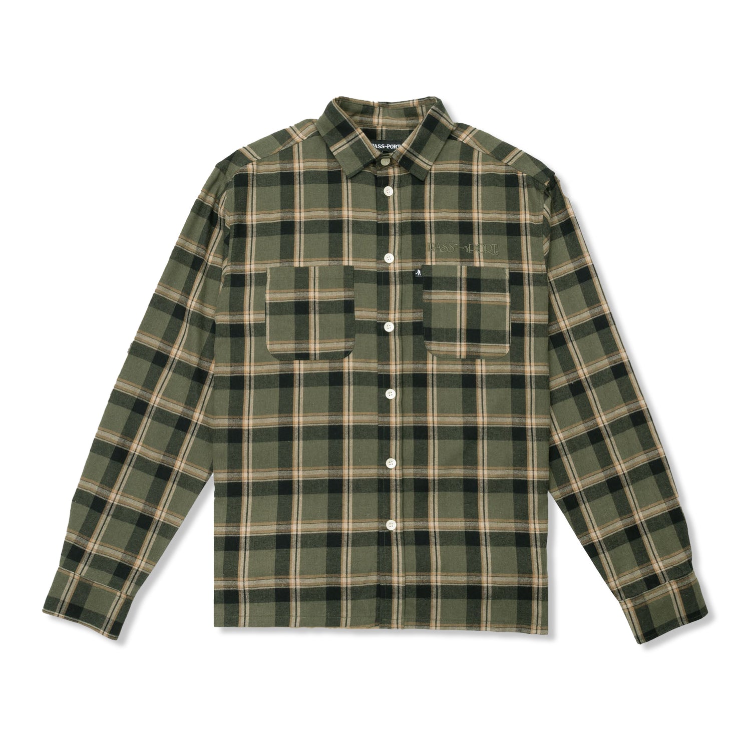 Stem Logo Workers Check L/S Shirt, Moss