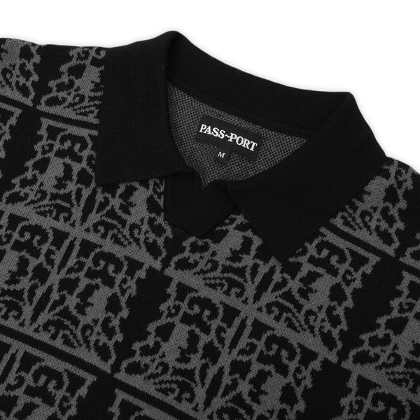 Pass~Port Fretworks Knit Polo, Black