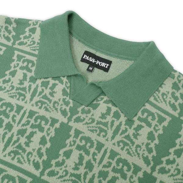 Pass~Port Fretworks Knit Polo, Seafoam Green