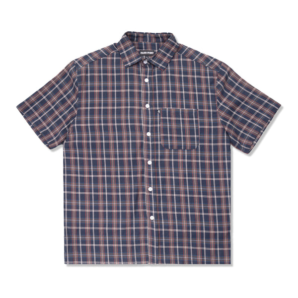 Pass~Port Workers Check S/S Shirt, Navy