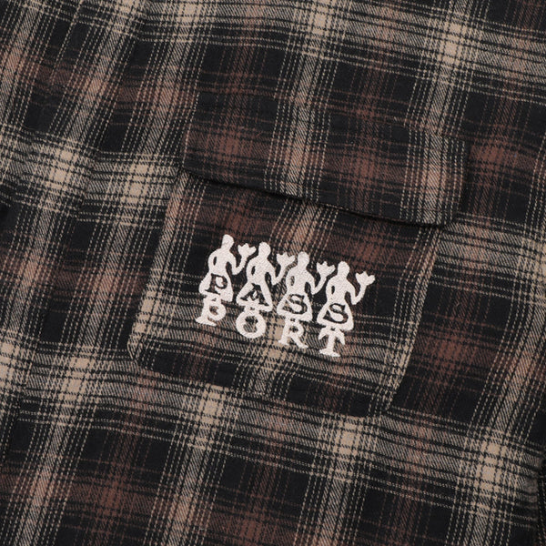 Pass~Port 4 Flowers Flannel Vineyard Shirt, Black